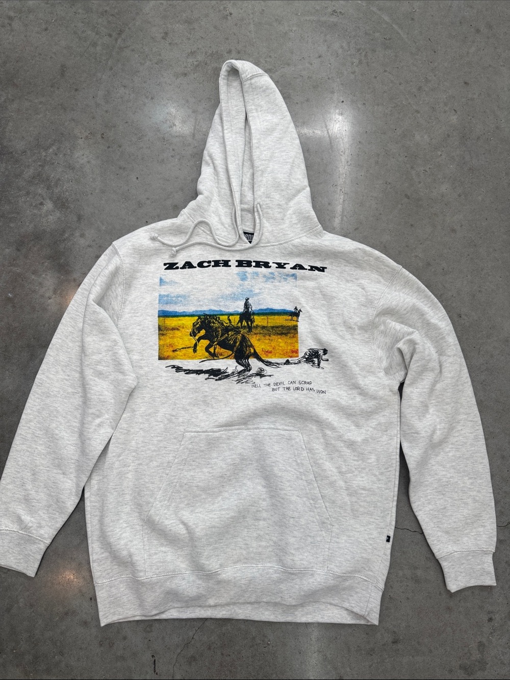 Zach Bryan “Devil Can Scrap” Official Tour Hoodie Pennant, Vintage Heather, NWT
